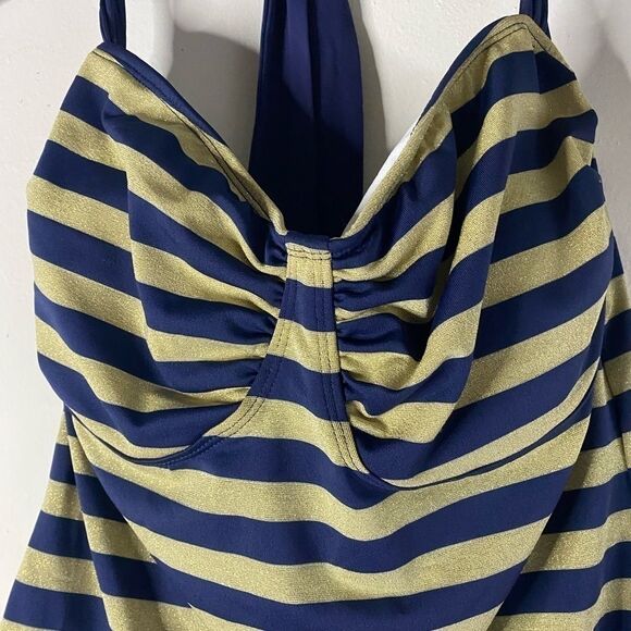 Tommy Hilfiger Navy & Gold Striped Halter Tankini - Picture 3 of 10